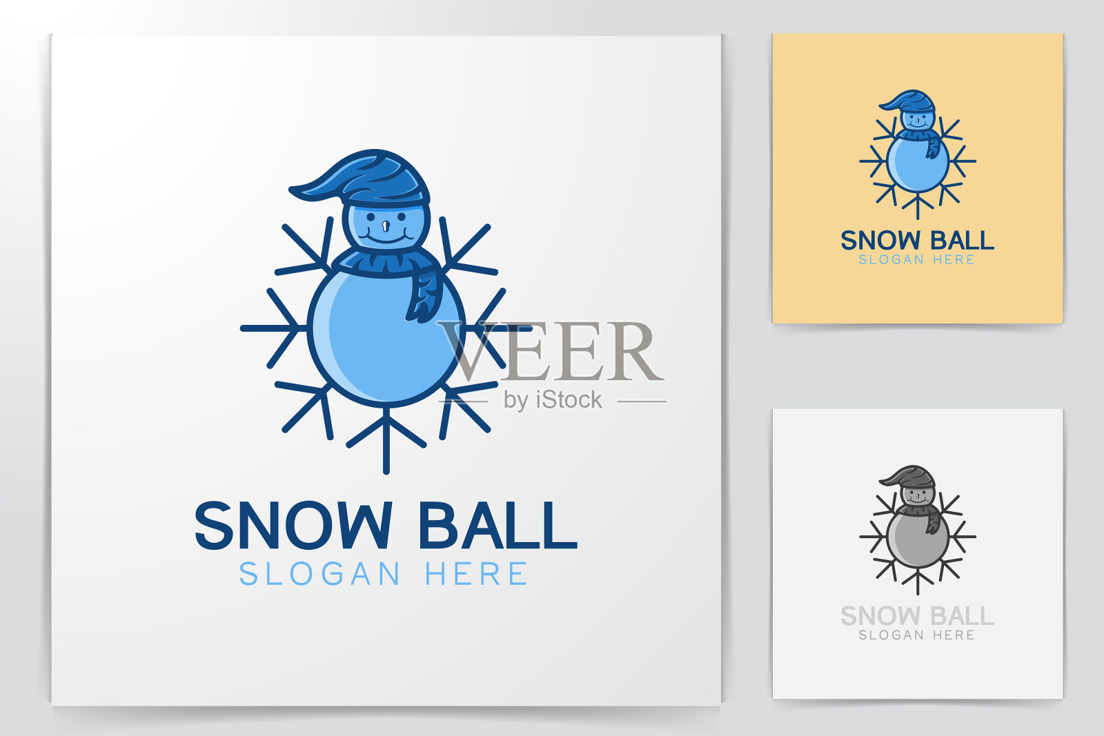 雪球和雪的标志图标设计灵感插画图片素材