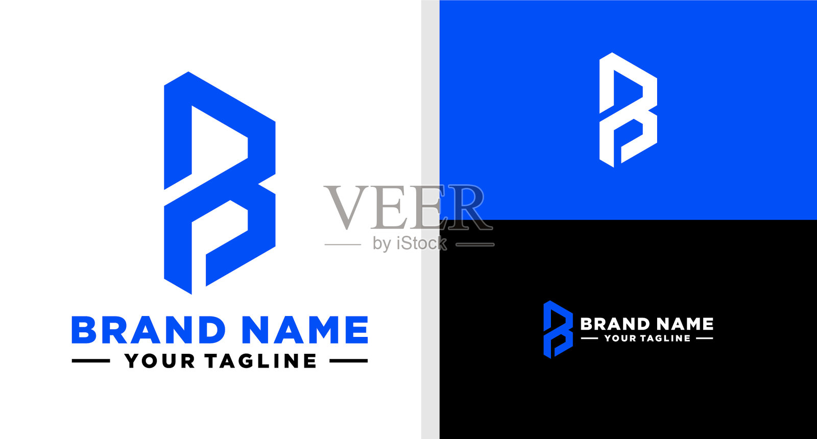 字母b标志字母组合线几何可编辑插画图片素材