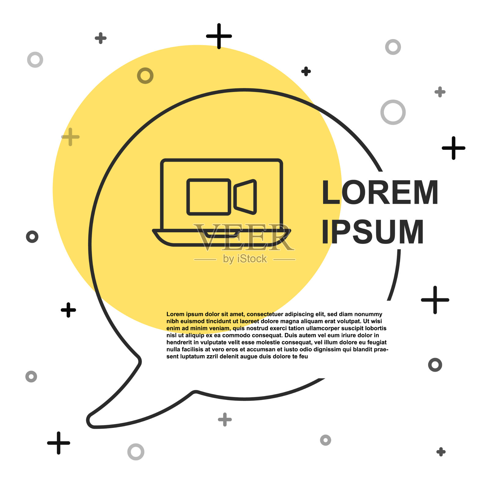 黑线视频聊天会议图标隔离上插画图片素材