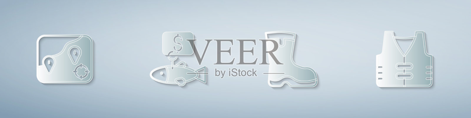 为钓鱼靴设置位置钓鱼价格标签图标素材