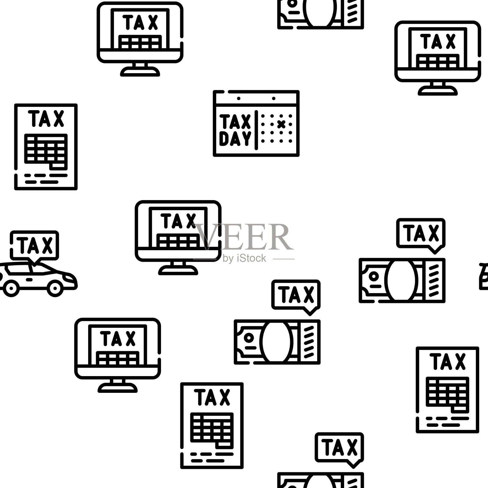 税收财政支付收入无缝衔接插画图片素材