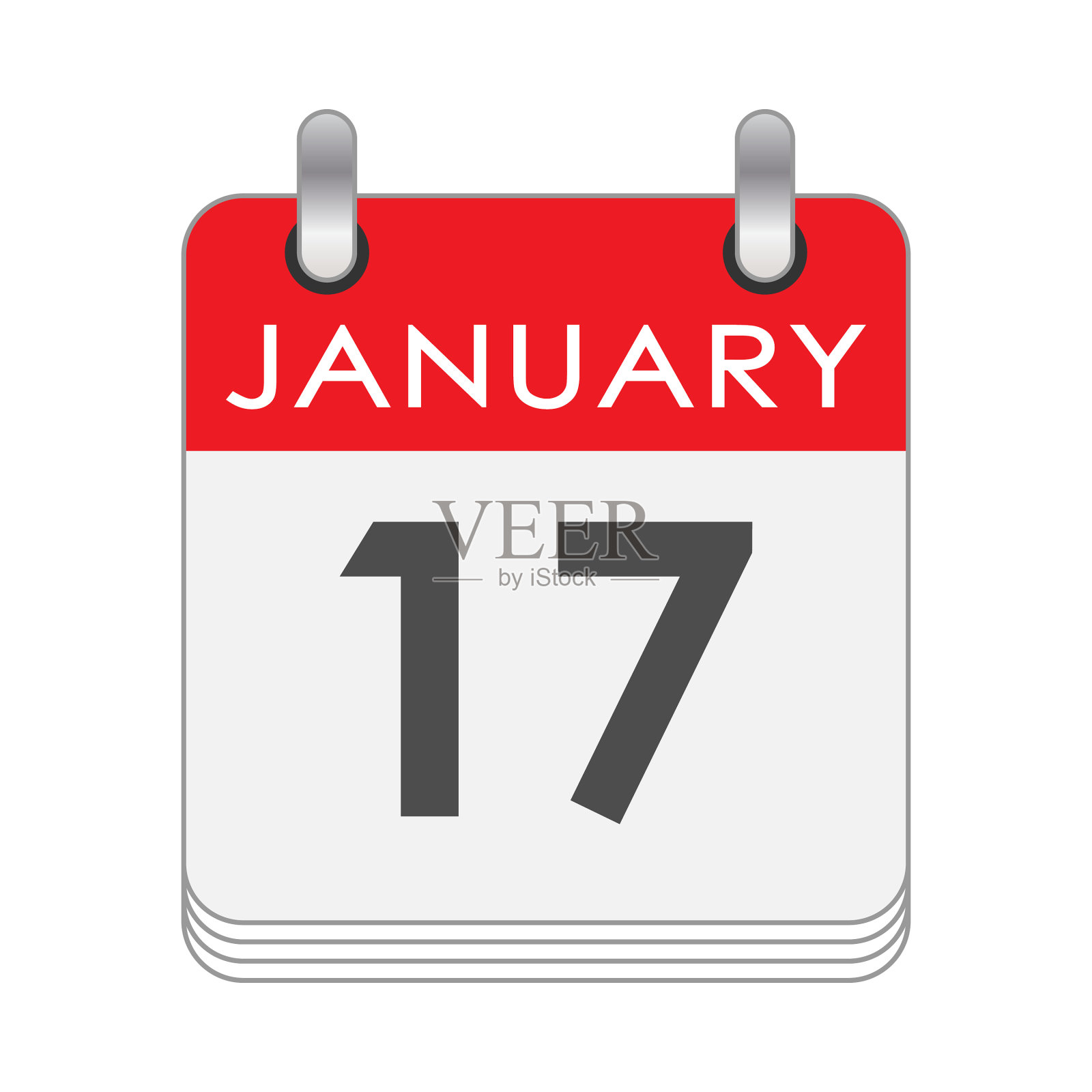 1月17日的一页翻页日历带着设计元素图片