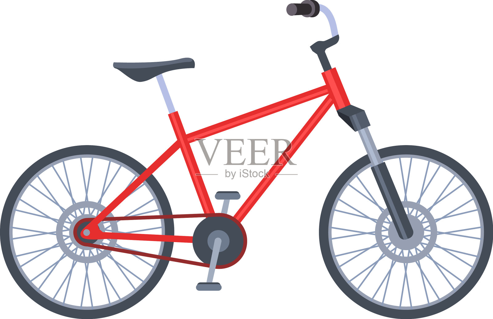 自行车侧观红色城市自行车生态车设计元素图片