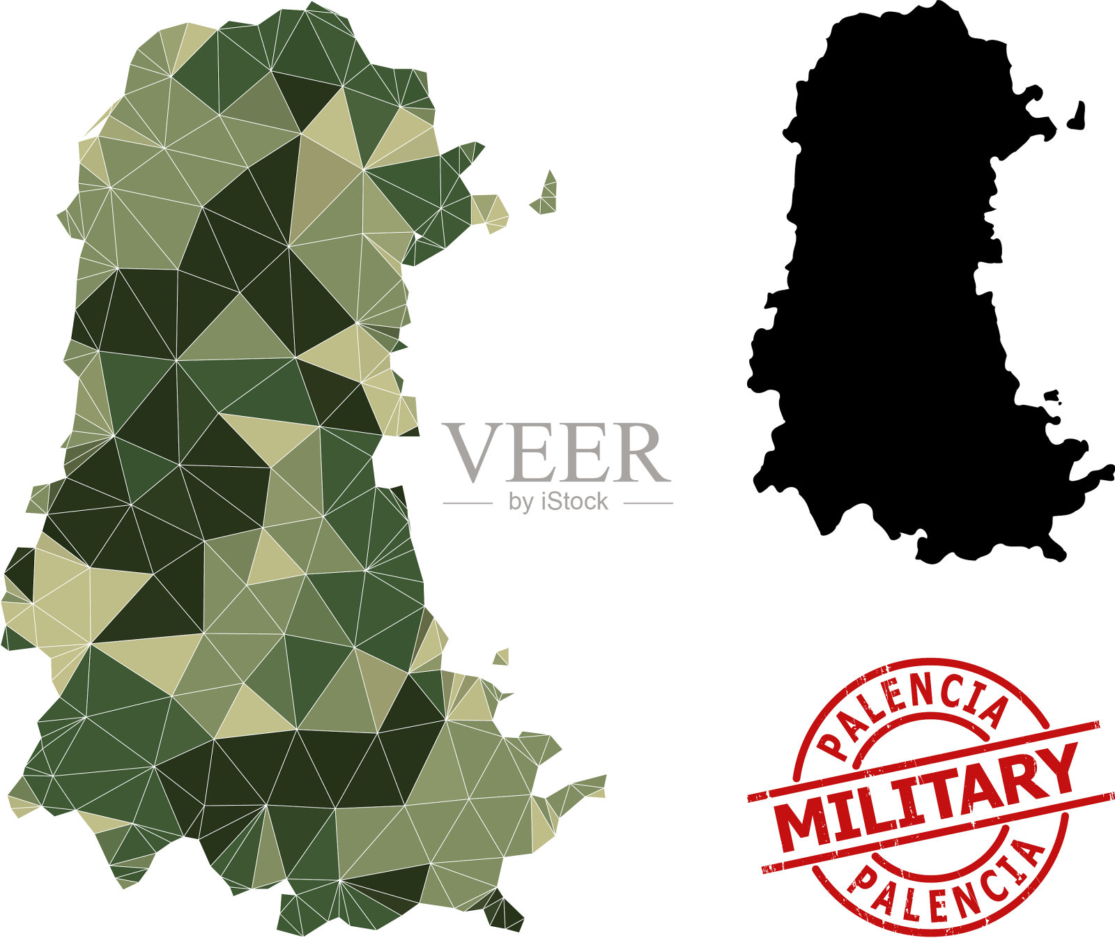 帕伦西亚省低聚马赛克地图插画图片素材