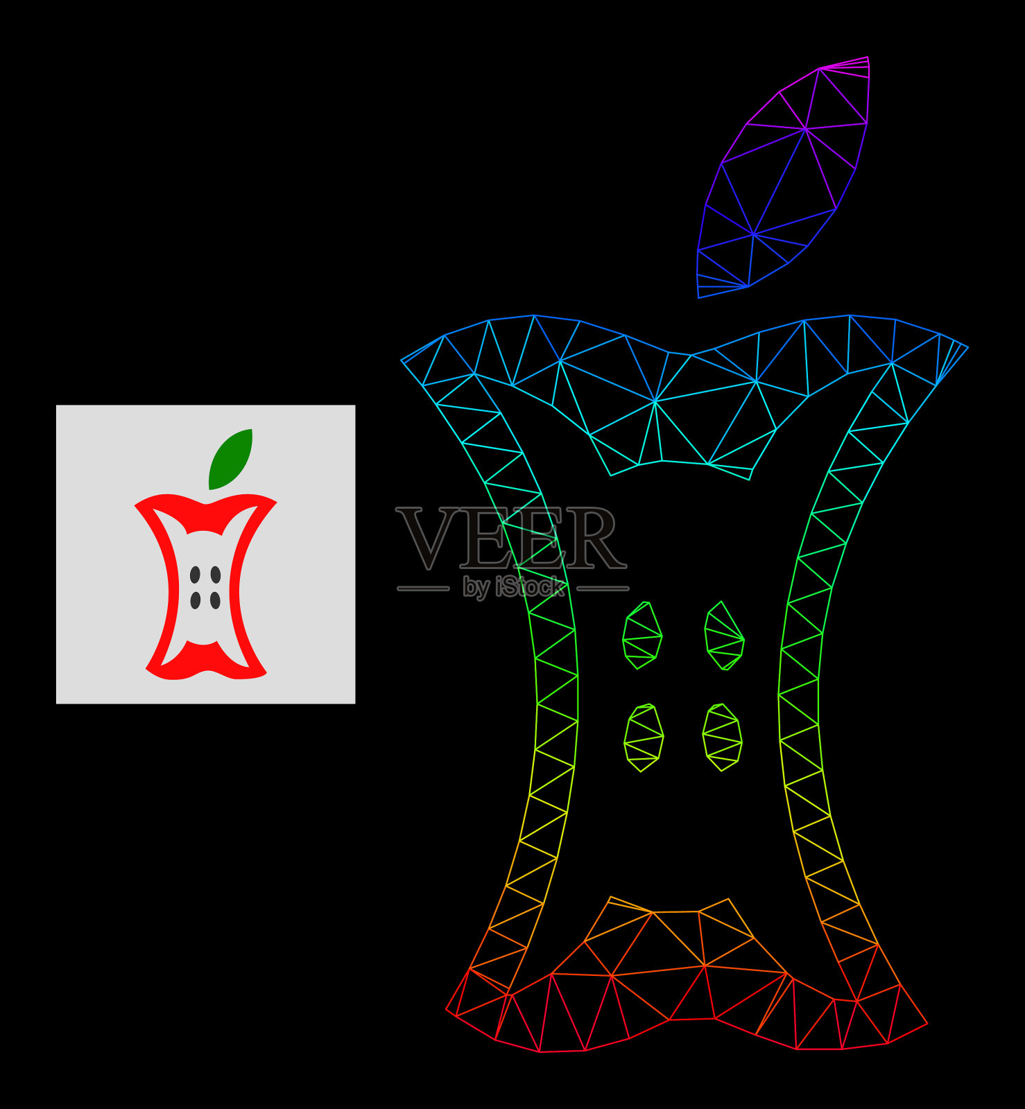 频谱梯度多边形网络苹果树桩插画图片素材