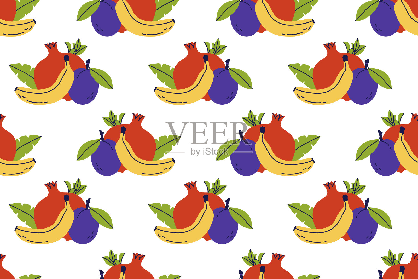 水果无缝图案手绘插画图片素材