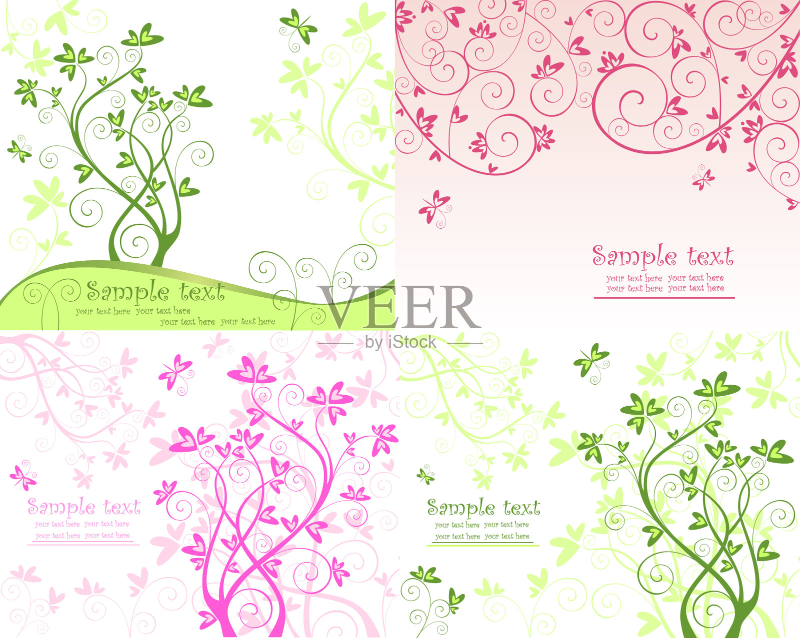 花卉卡片套装插画图片素材