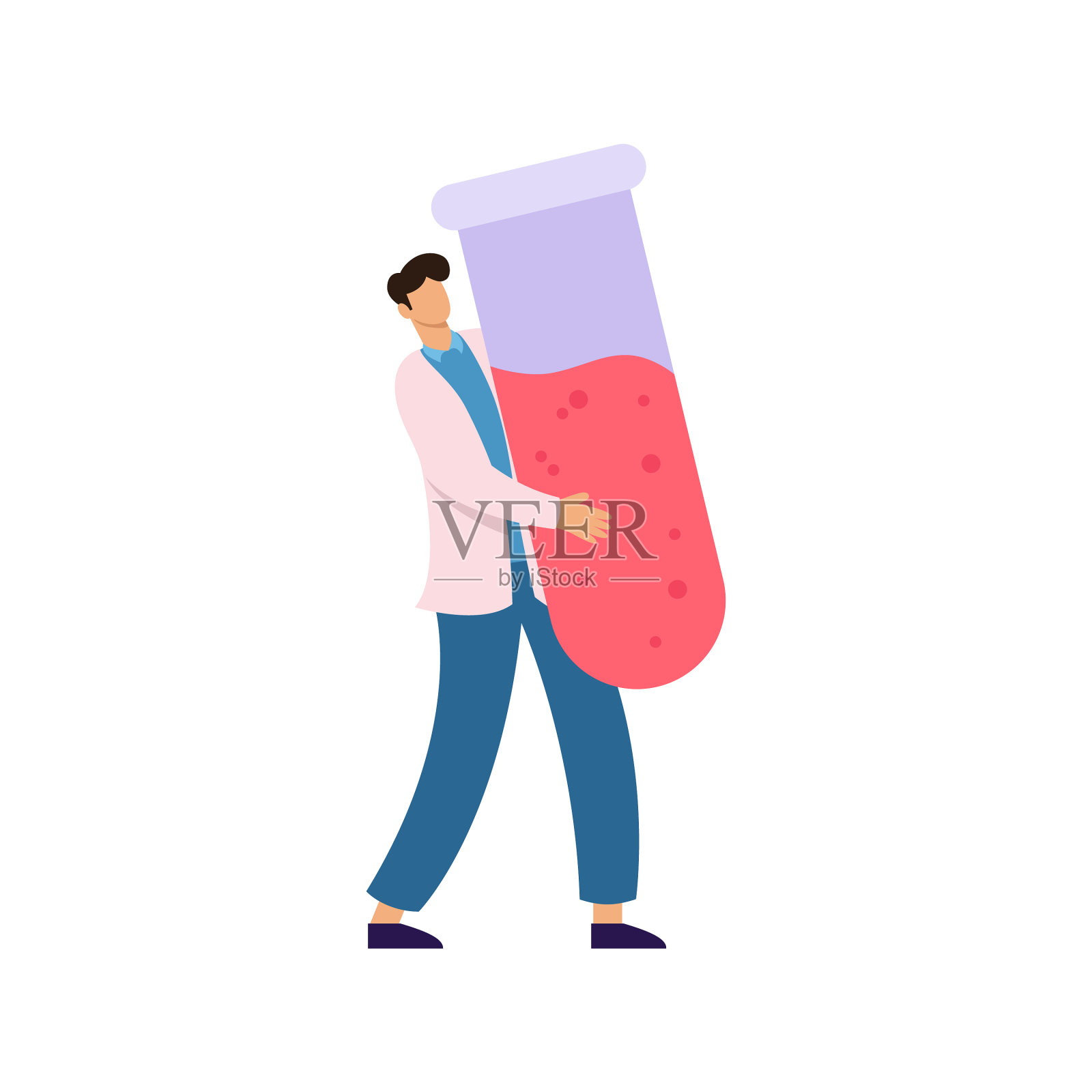一个男科学家拿着一个很重的试管插画图片素材