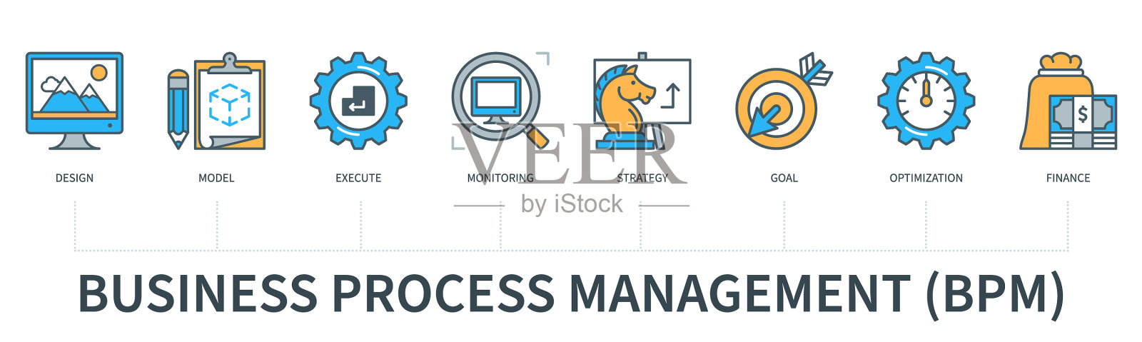 业务流程管理BPM的概念插画图片素材