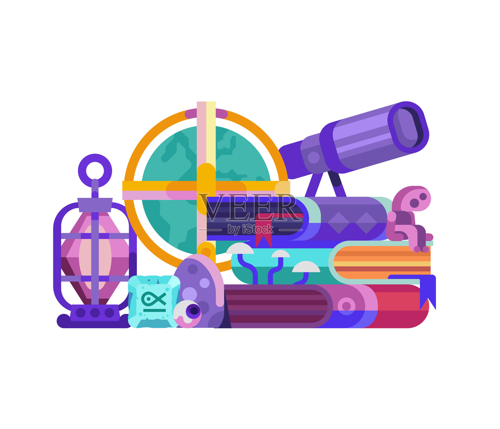 神秘炼金术和魔法仪式物品设计元素图片