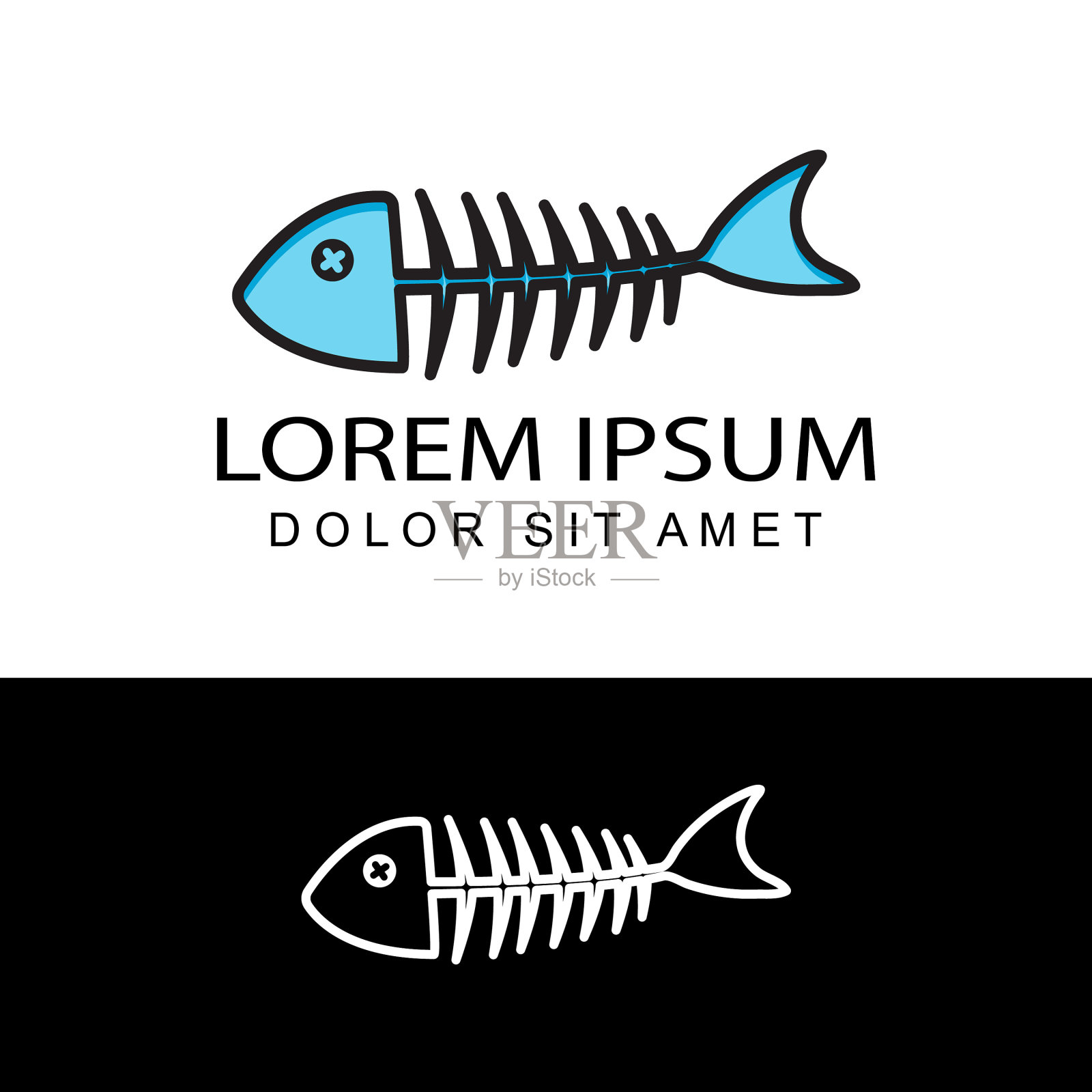鱼骨骨架logo模板设计插画图片素材