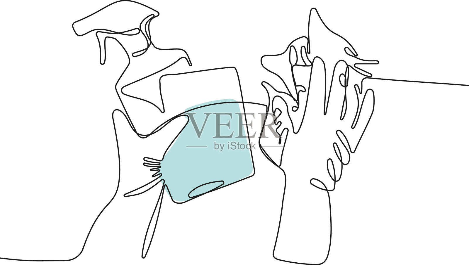 清洁产品的连续线绘制最小设计元素图片