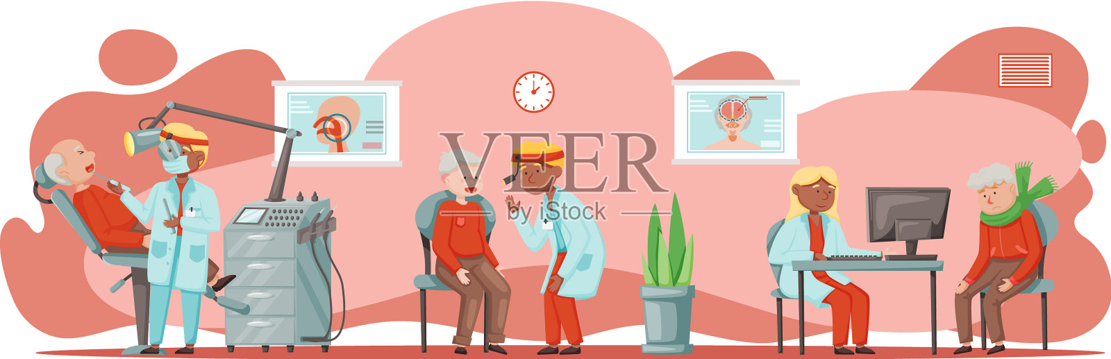 耳科医生与病人耳鼻喉科设计元素图片