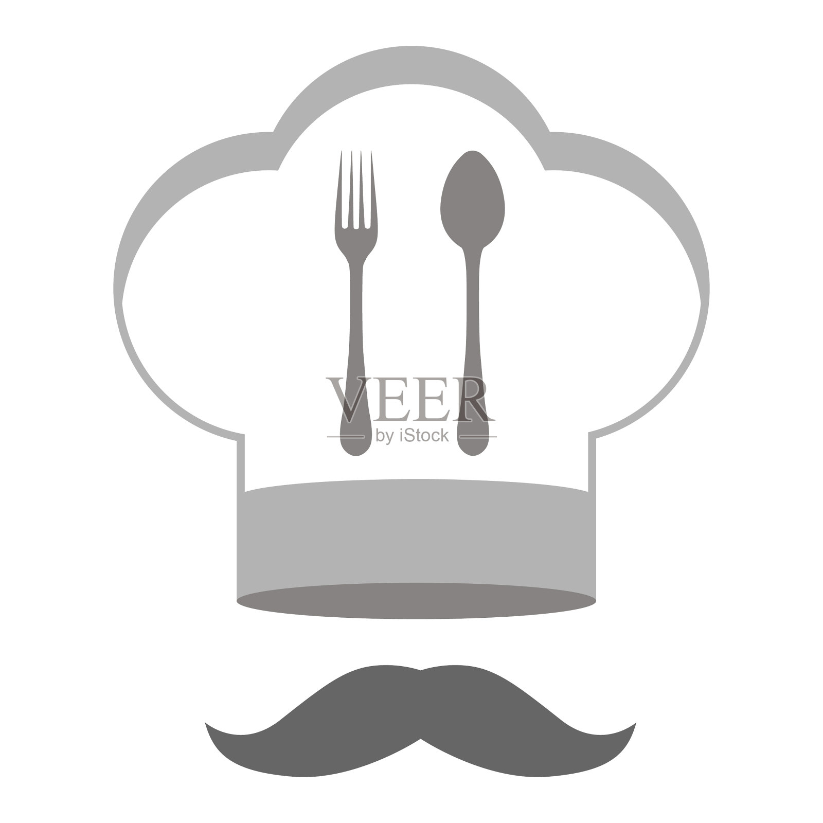 有叉子和勺子的厨师帽设计元素图片