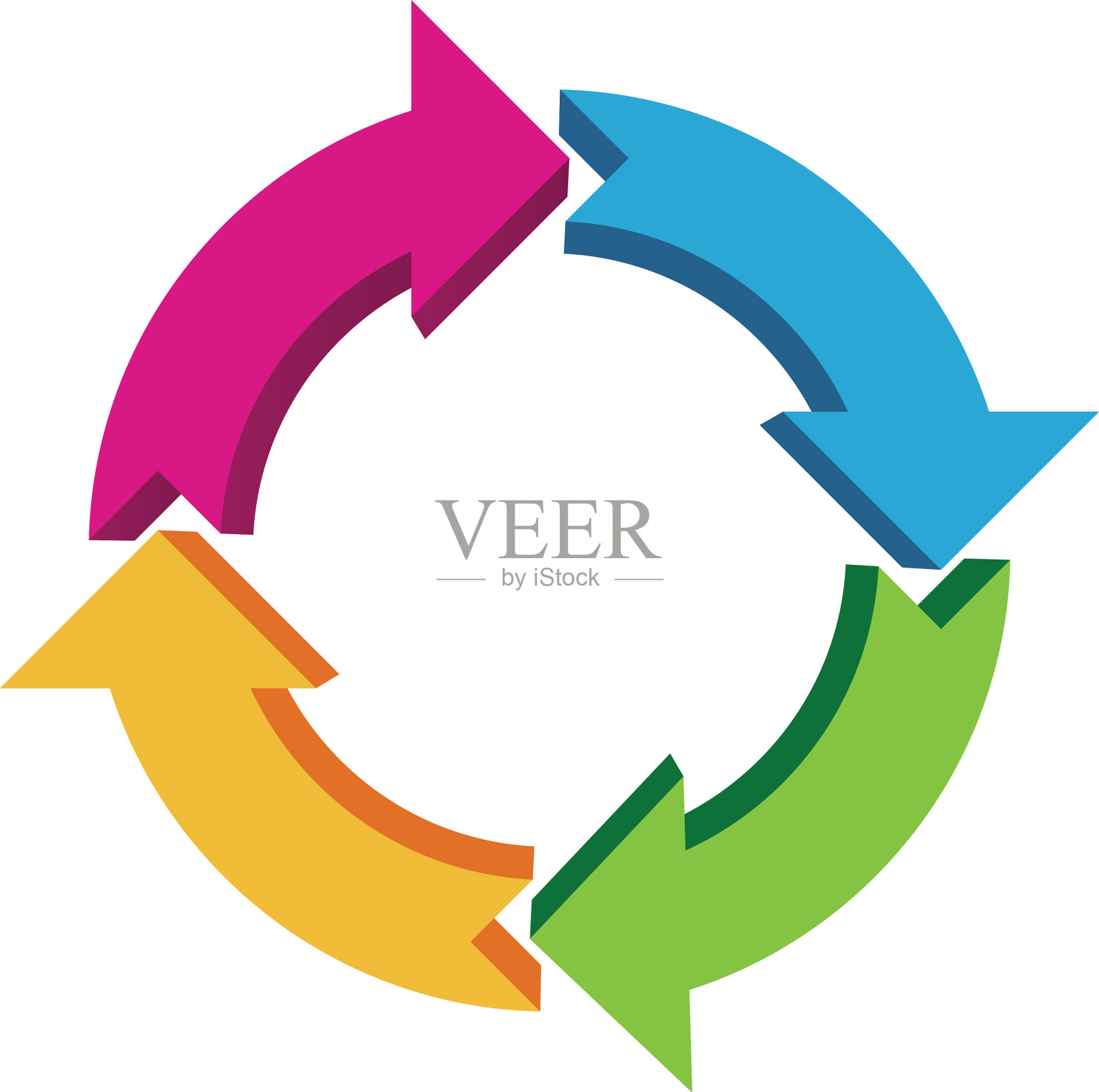 三维彩色循环箭头图标素材