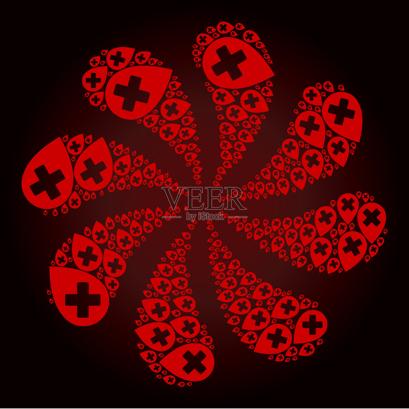 红色错误的地方图标旋转花簇插画图片素材