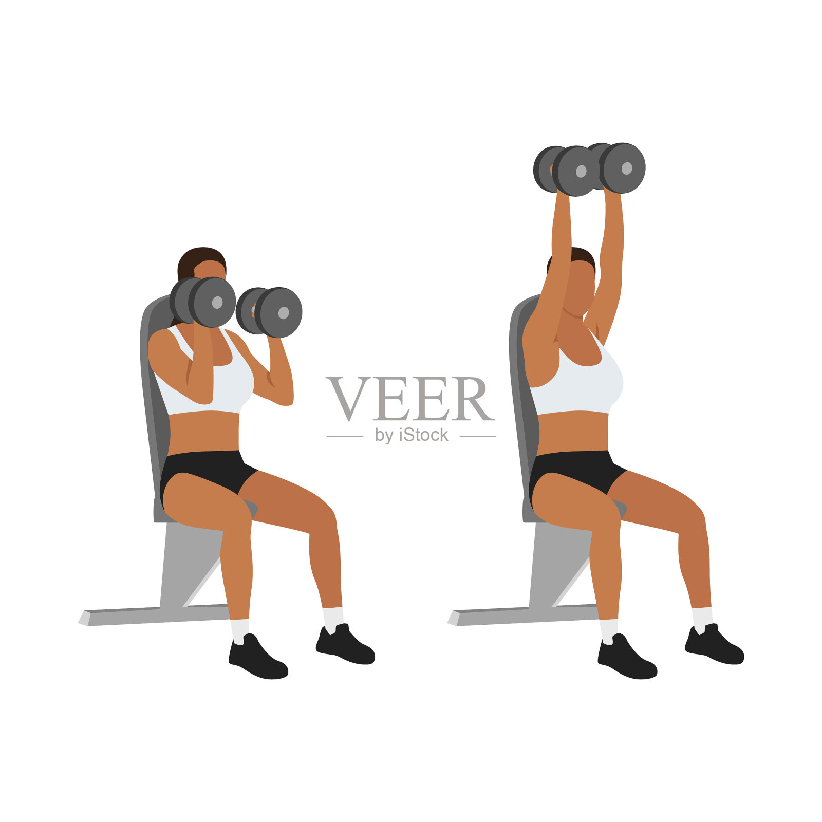 女子坐着做肩锤顶压设计模板素材