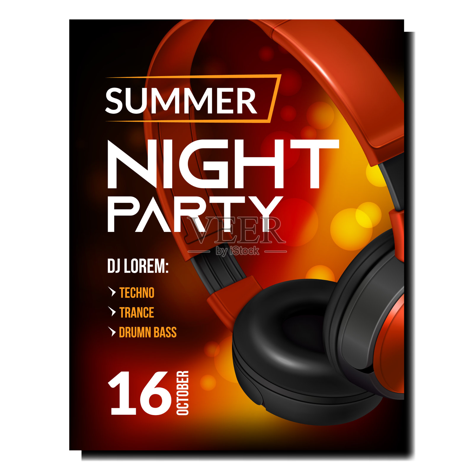 夜总会迪斯科海报设计模板素材