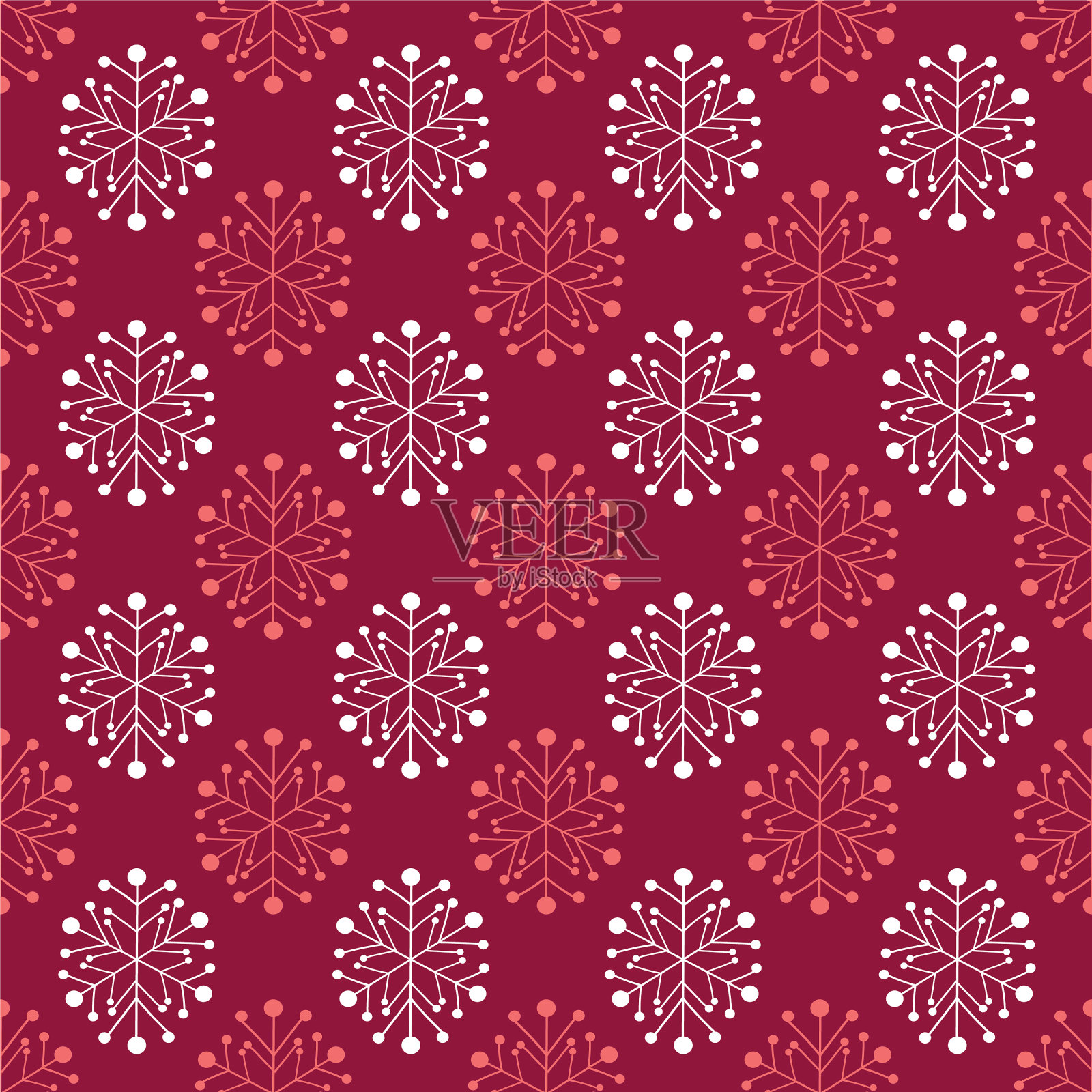 白色雪花无缝图案插画图片素材