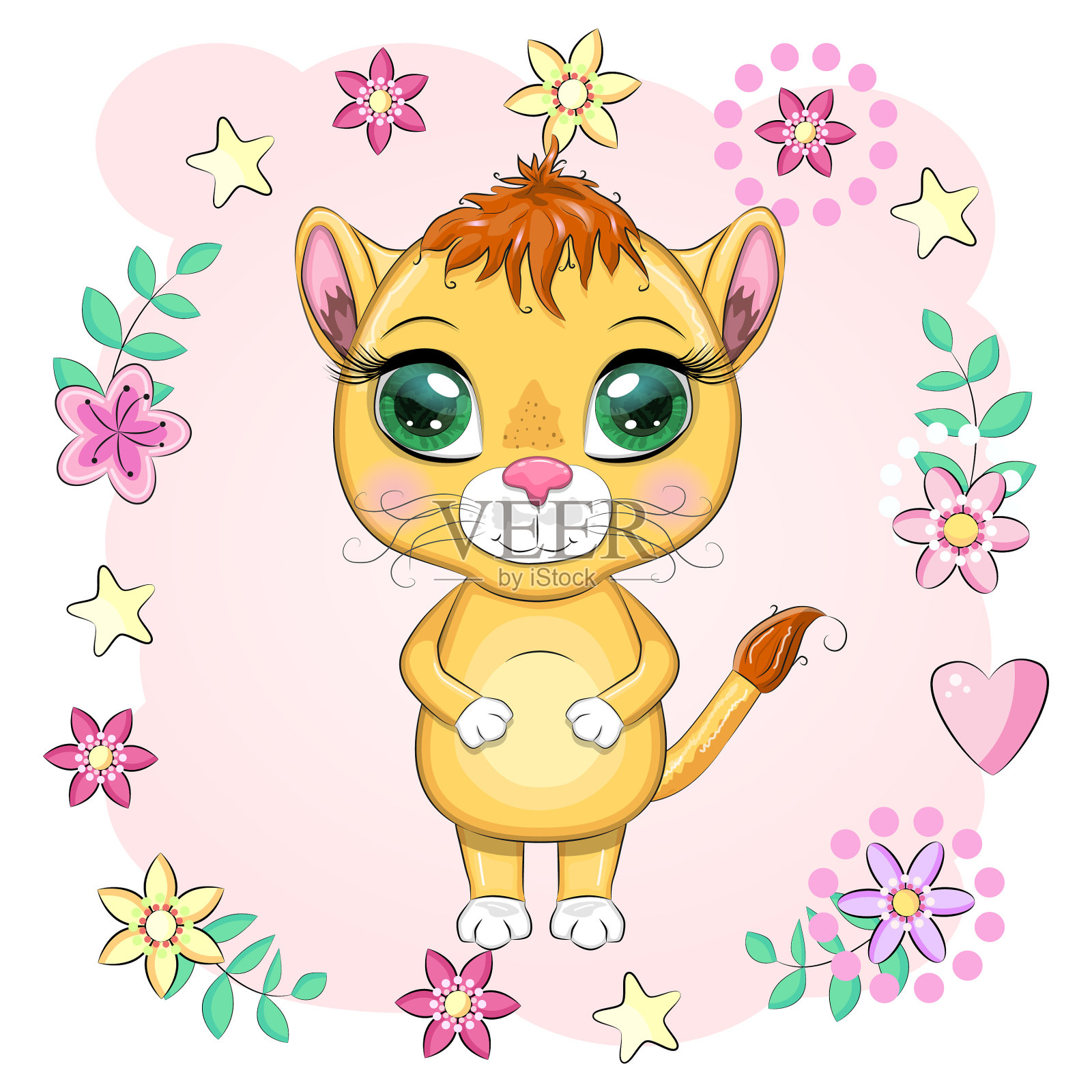 卡通母狮，眼睛富有表情的野生动物设计元素图片