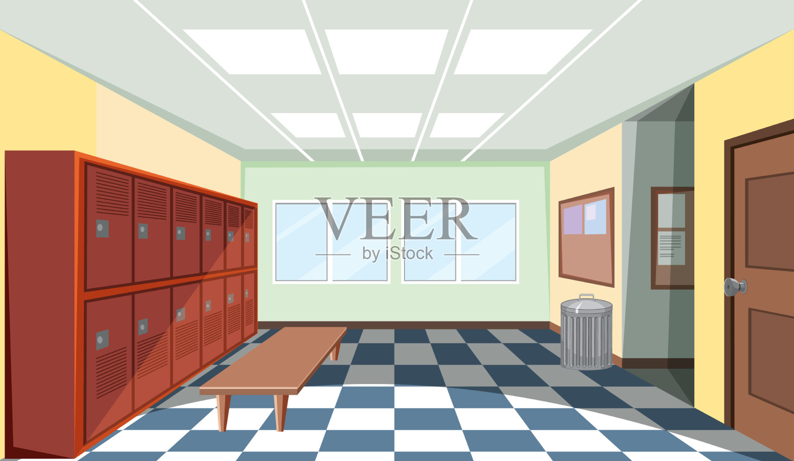 学校更衣室的内部插画图片素材
