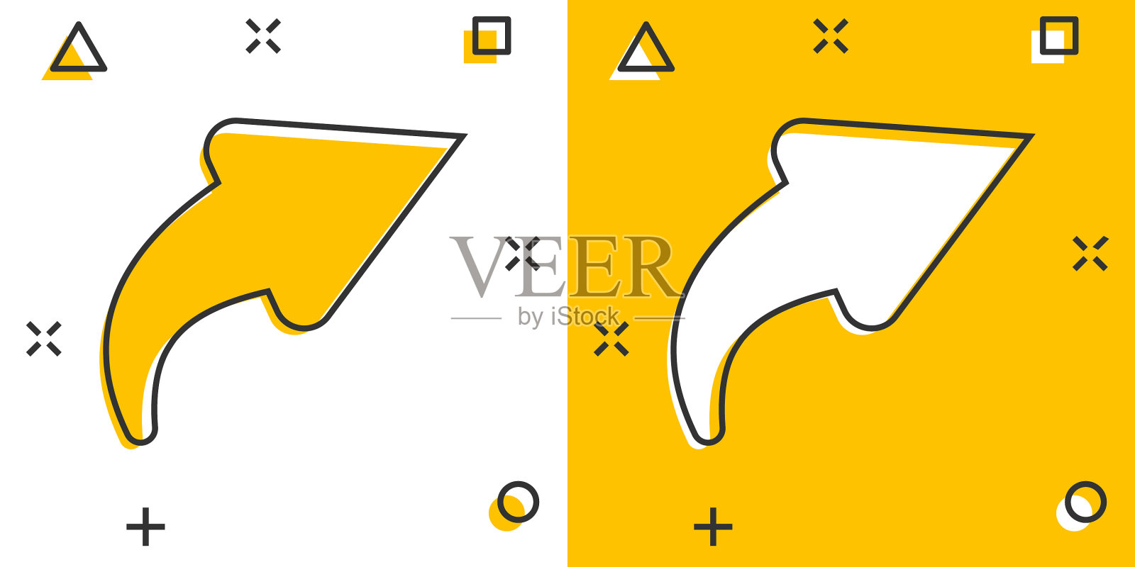 分享按钮图标在漫画风格箭头卡通图标素材