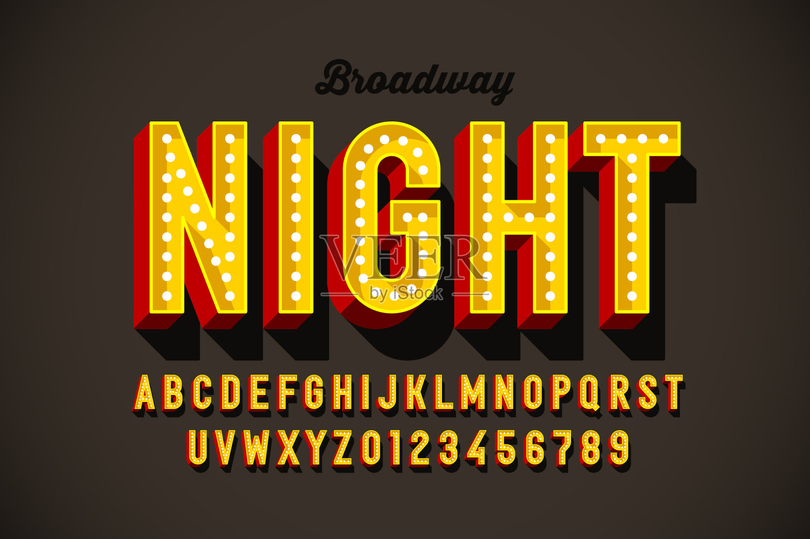 百老汇灯箱招牌风格字体设计插画图片素材