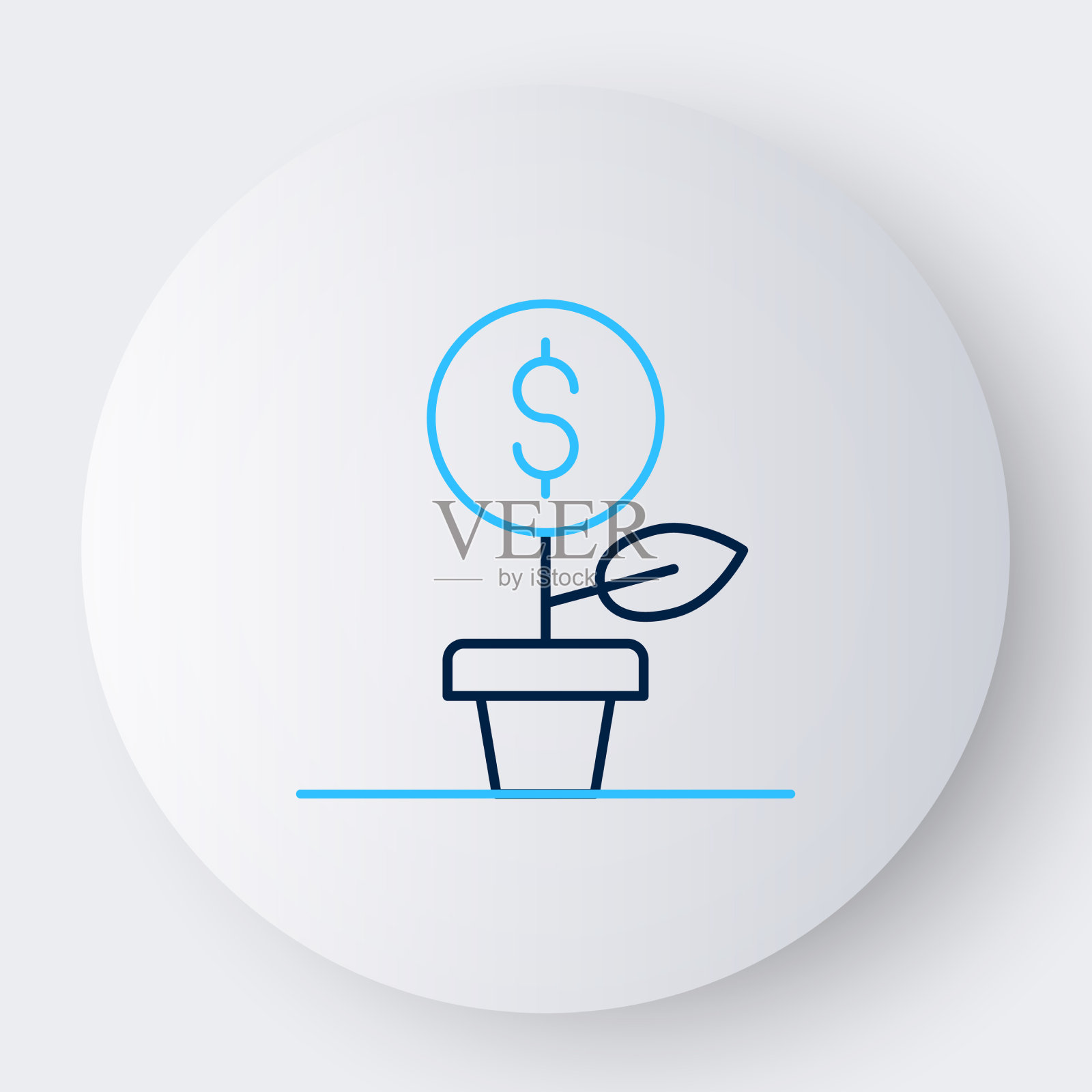 线美元植物图标孤立在白色插画图片素材