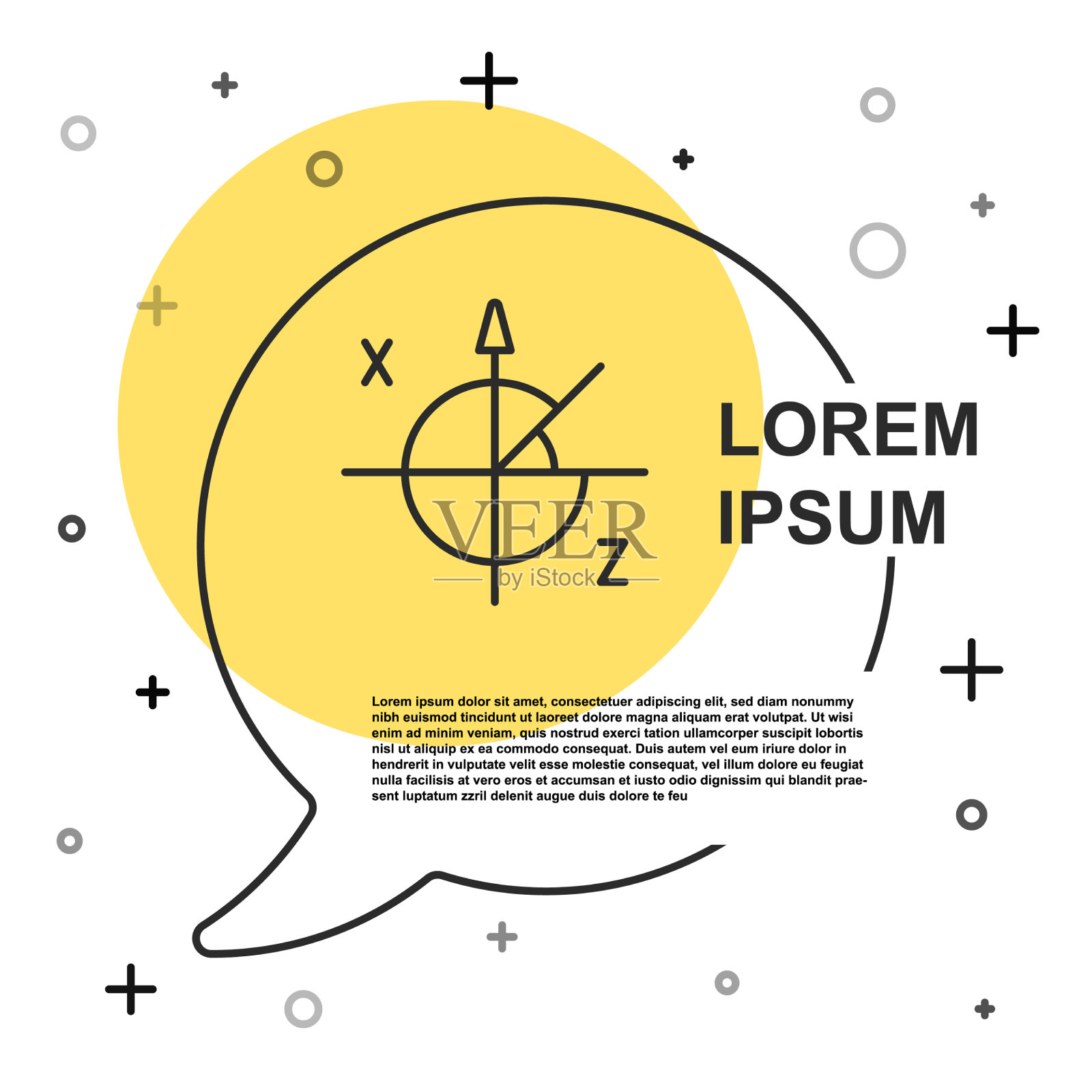 三角圆图标上孤立的黑线插画图片素材