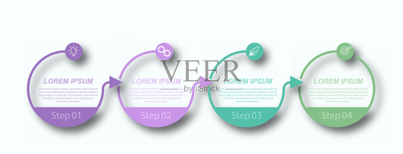 4个阶段的象形图模板信息图插画图片素材