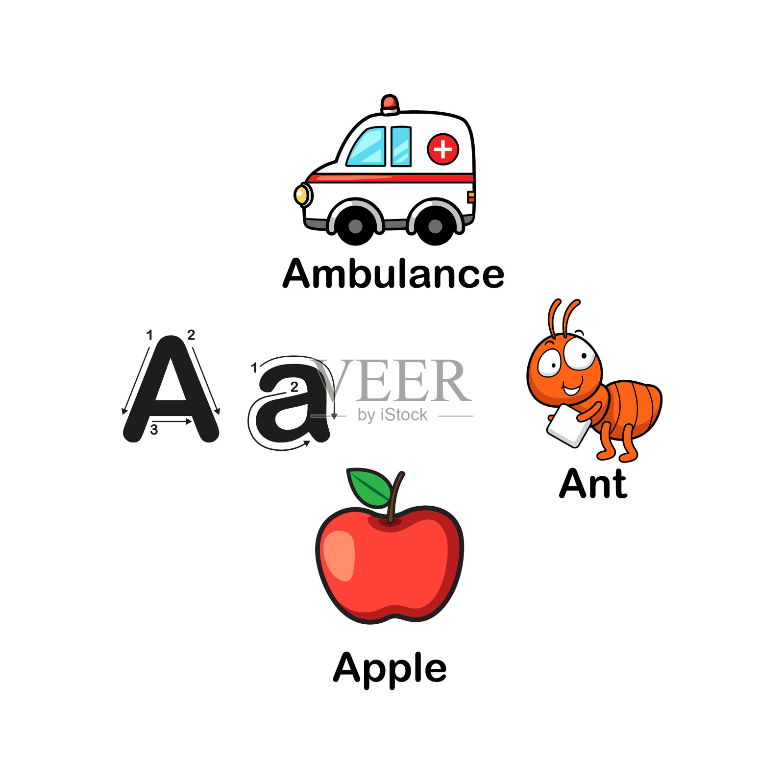 字母字母a-ambulanceantapple插画图片素材