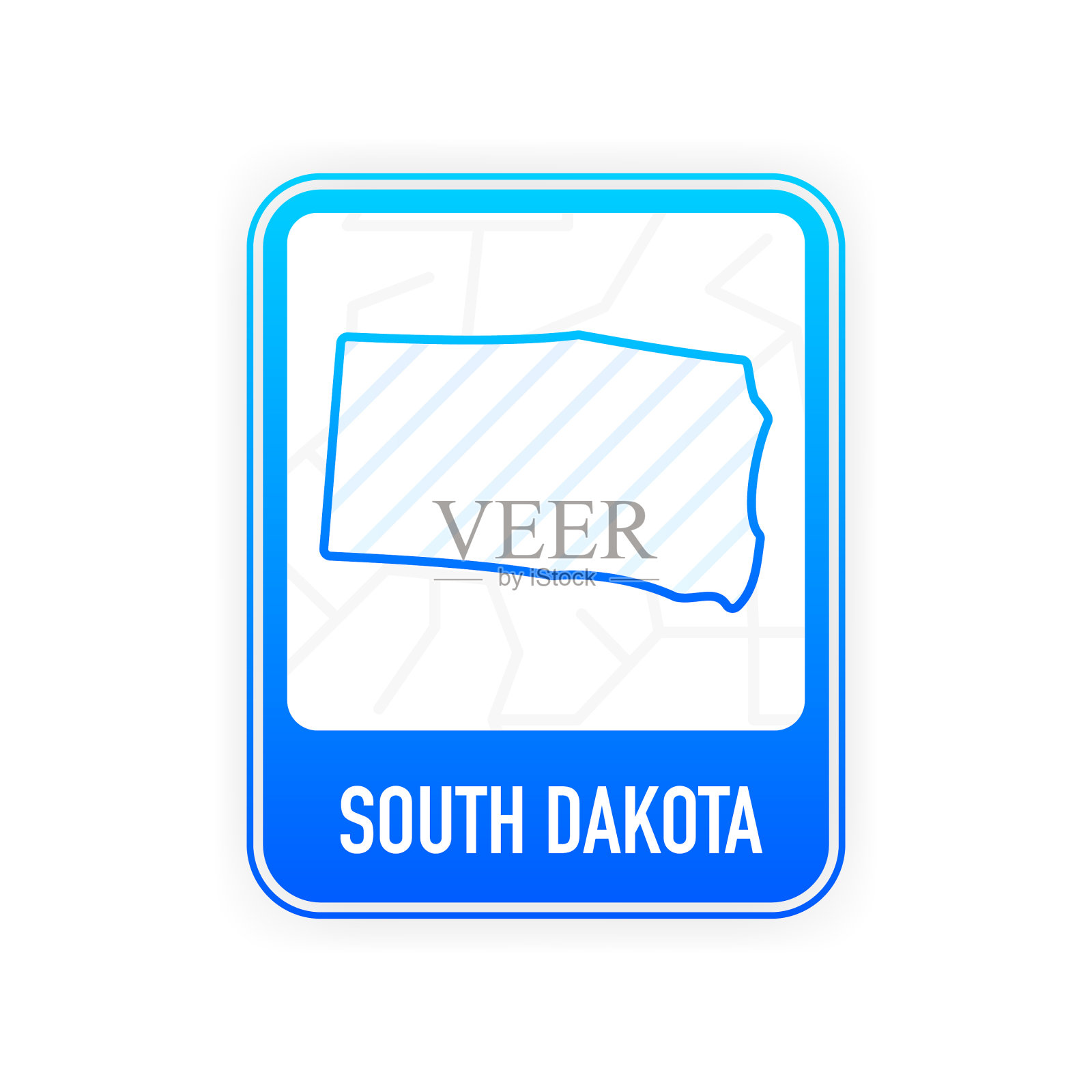 美国南达科他州的州等高线用白色表示插画图片素材