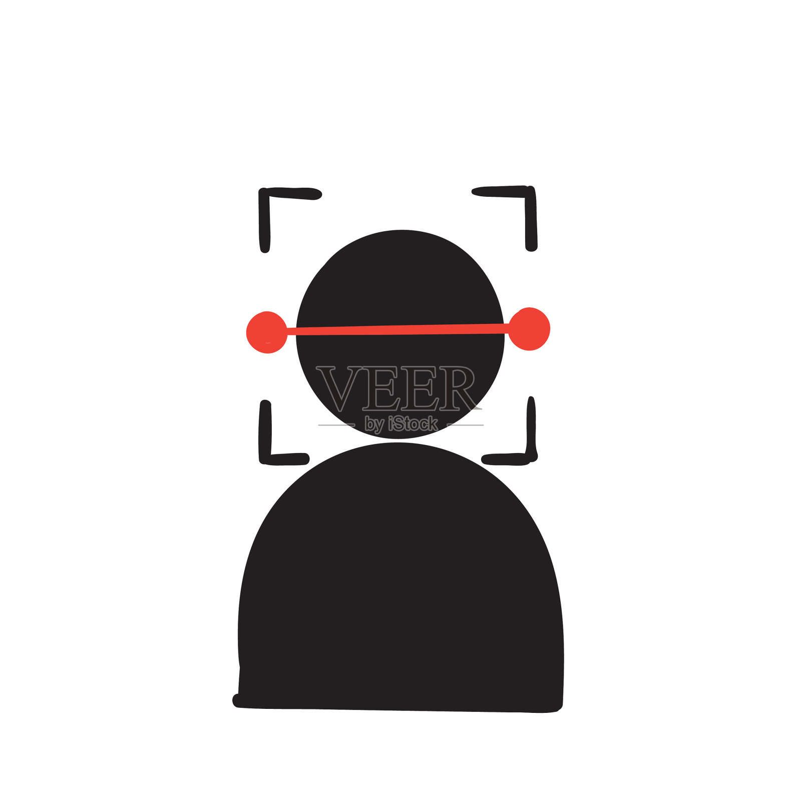 手绘涂鸦人脸识别扫描技术图标设计元素图片