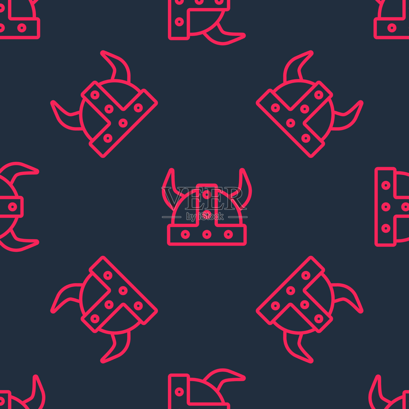 红线海盗在角头盔图标孤立插画图片素材