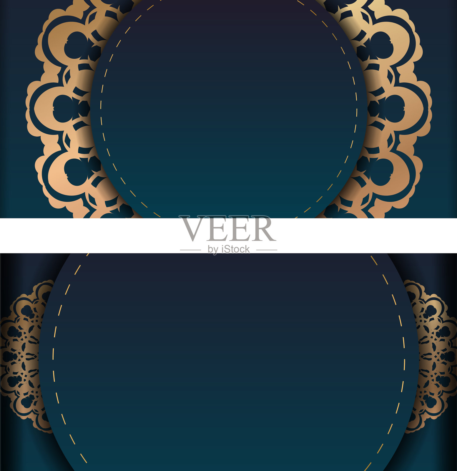 明信片模板用渐变绿色配合插画图片素材