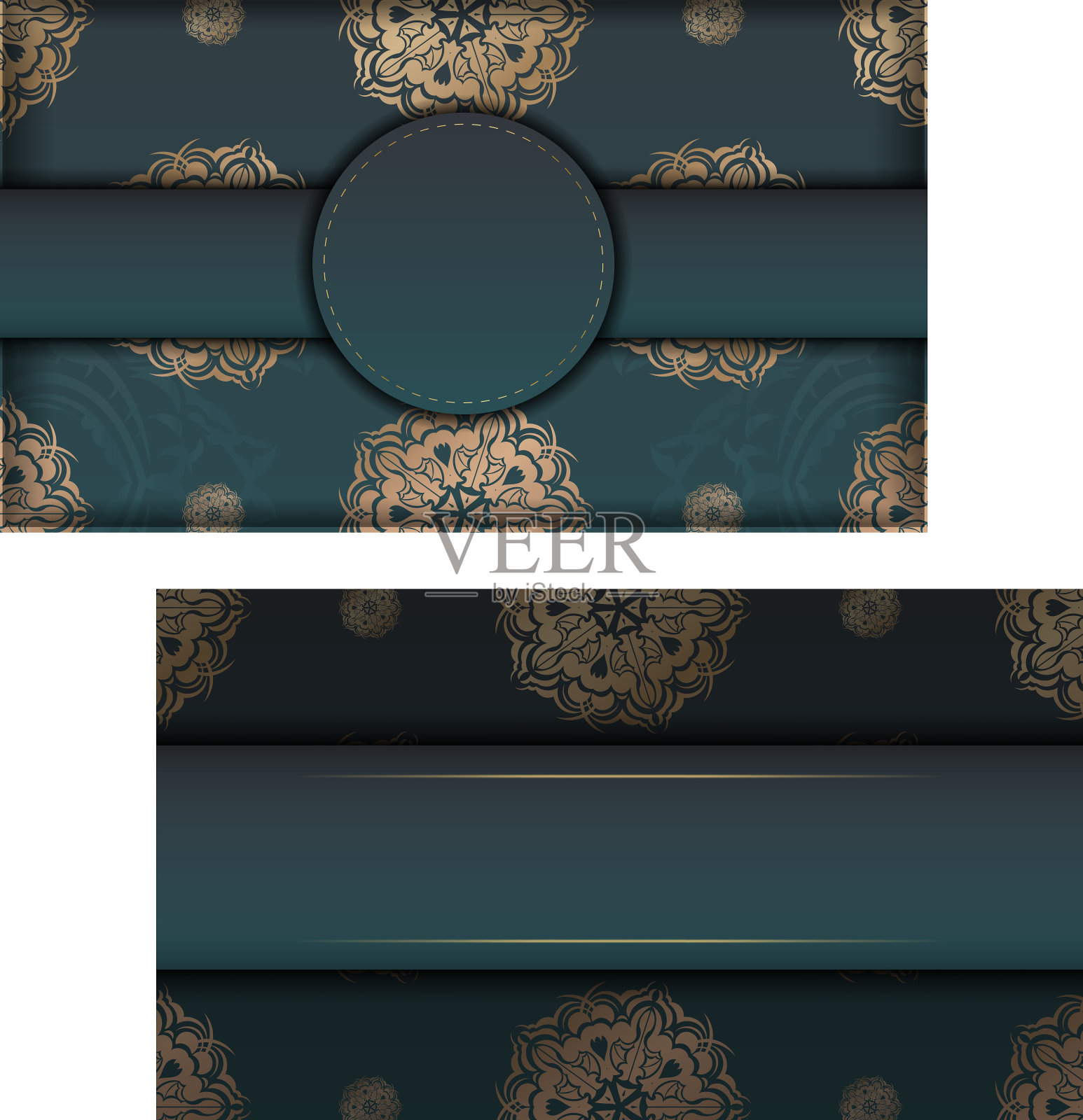 绿色梯度传单与豪华黄金饰品插画图片素材