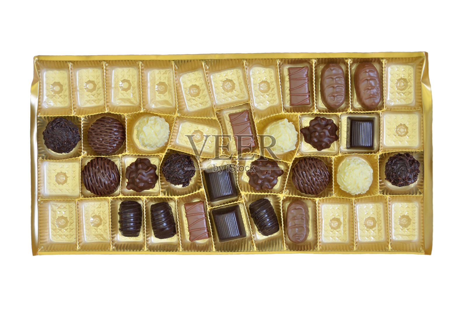 巧克力盒顶视图（白色背景，已抠图）照片摄影图片