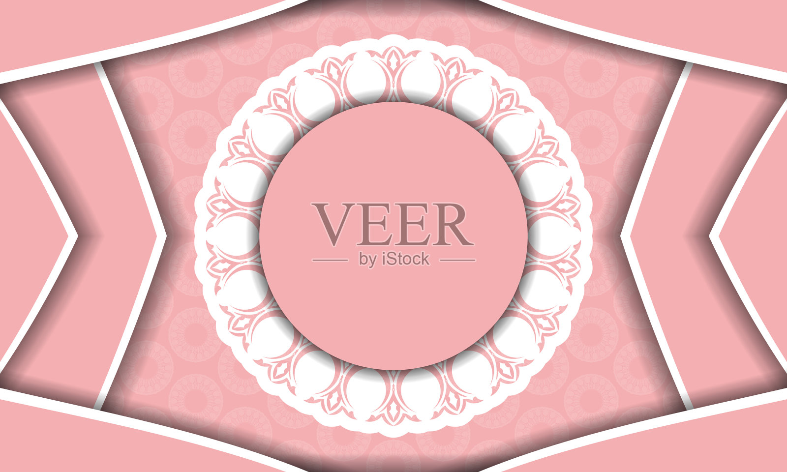 粉红色的背景与豪华的白色图案为插画图片素材