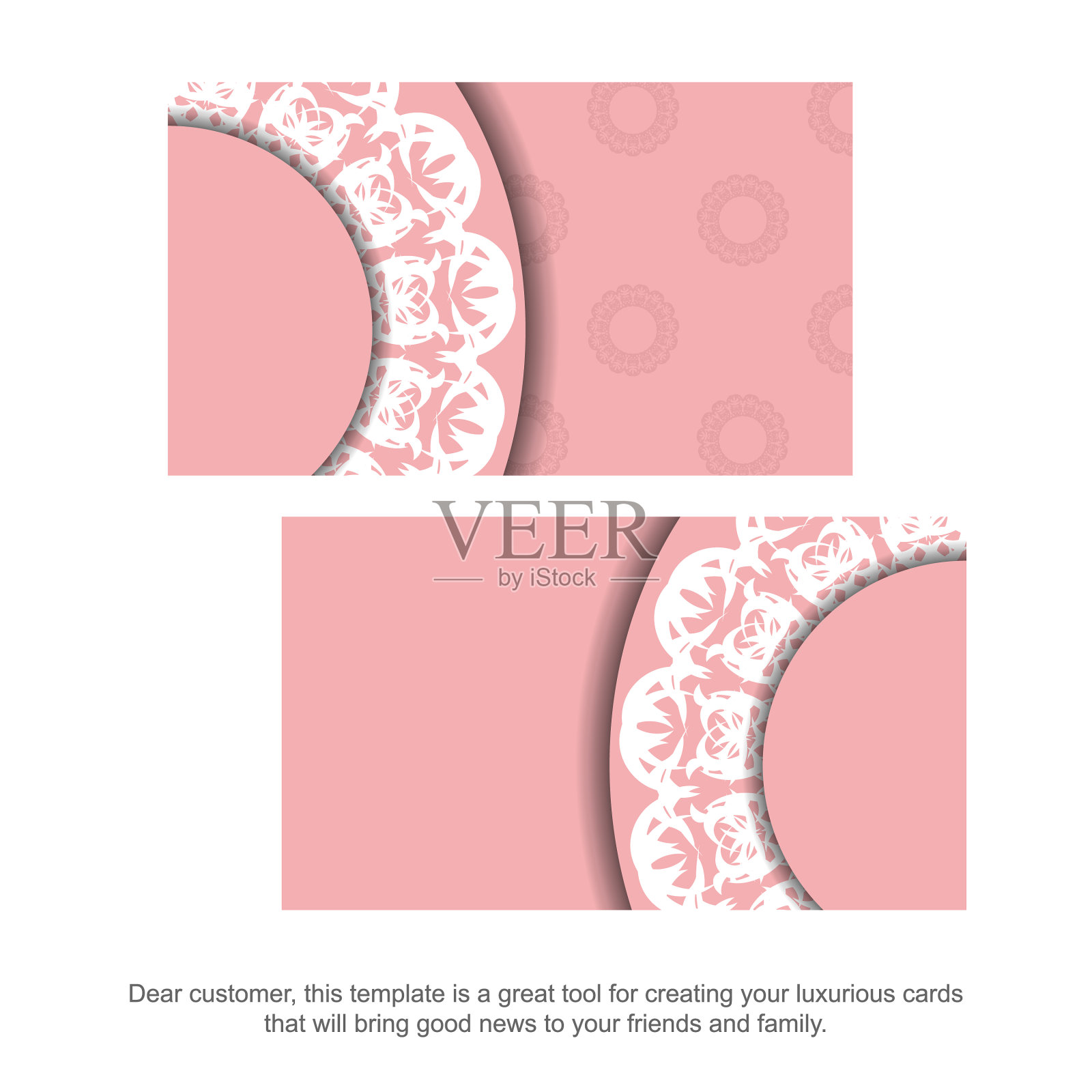 名片模板在粉红色与古董插画图片素材