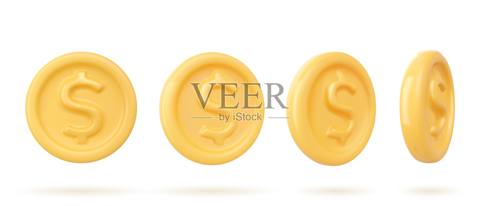 3 d金币。3d渲染现实矢量图标插画图片素材