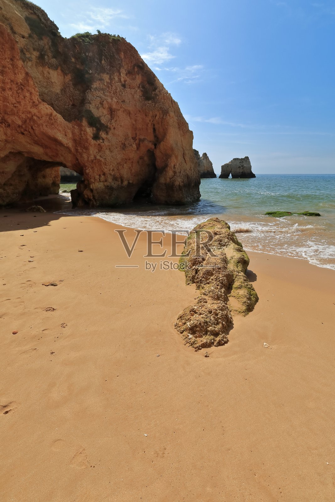 海蚀层和悬崖-东段Praia da Prainha海滩。Alvor portimao -葡萄牙- 307照片摄影图片