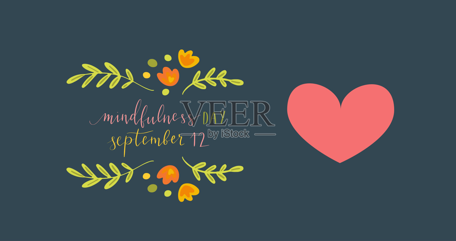 正念日9月12日手写字母插图明信片模板设计模板素材