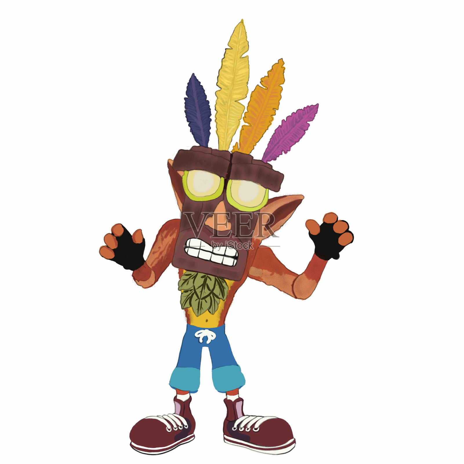 电脑游戏迷的Crash和coco bandicoot插画图片素材