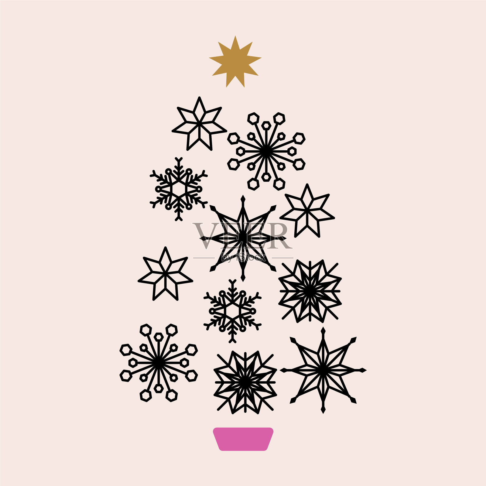 雪花圣诞树图标圣诞树装饰插画图片素材