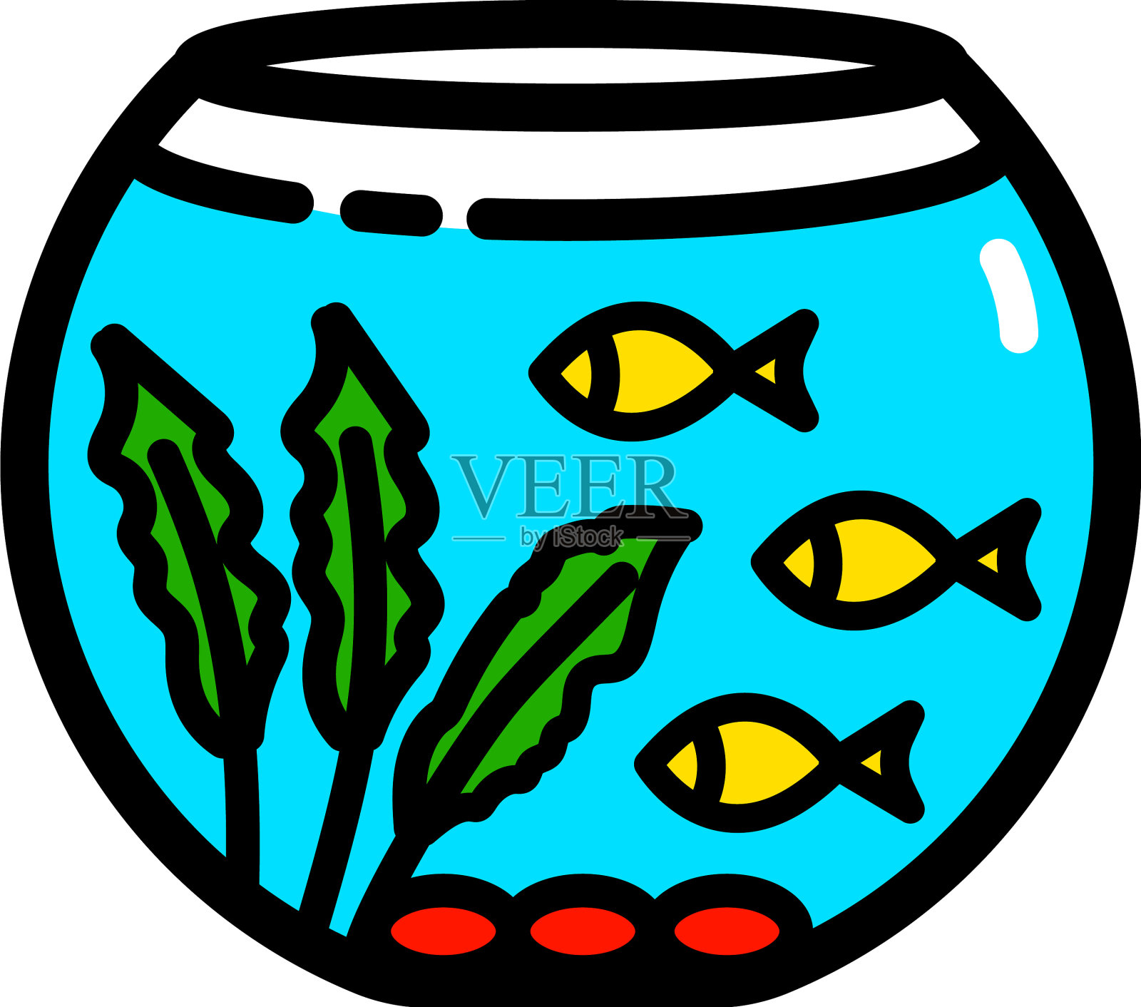 水族馆简单的颜色图标设计元素图片