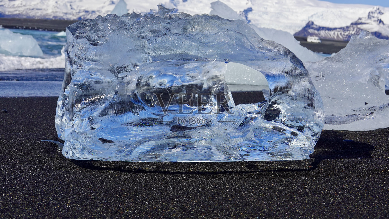 冰岛冰川上的冰块和冰山。照片摄影图片