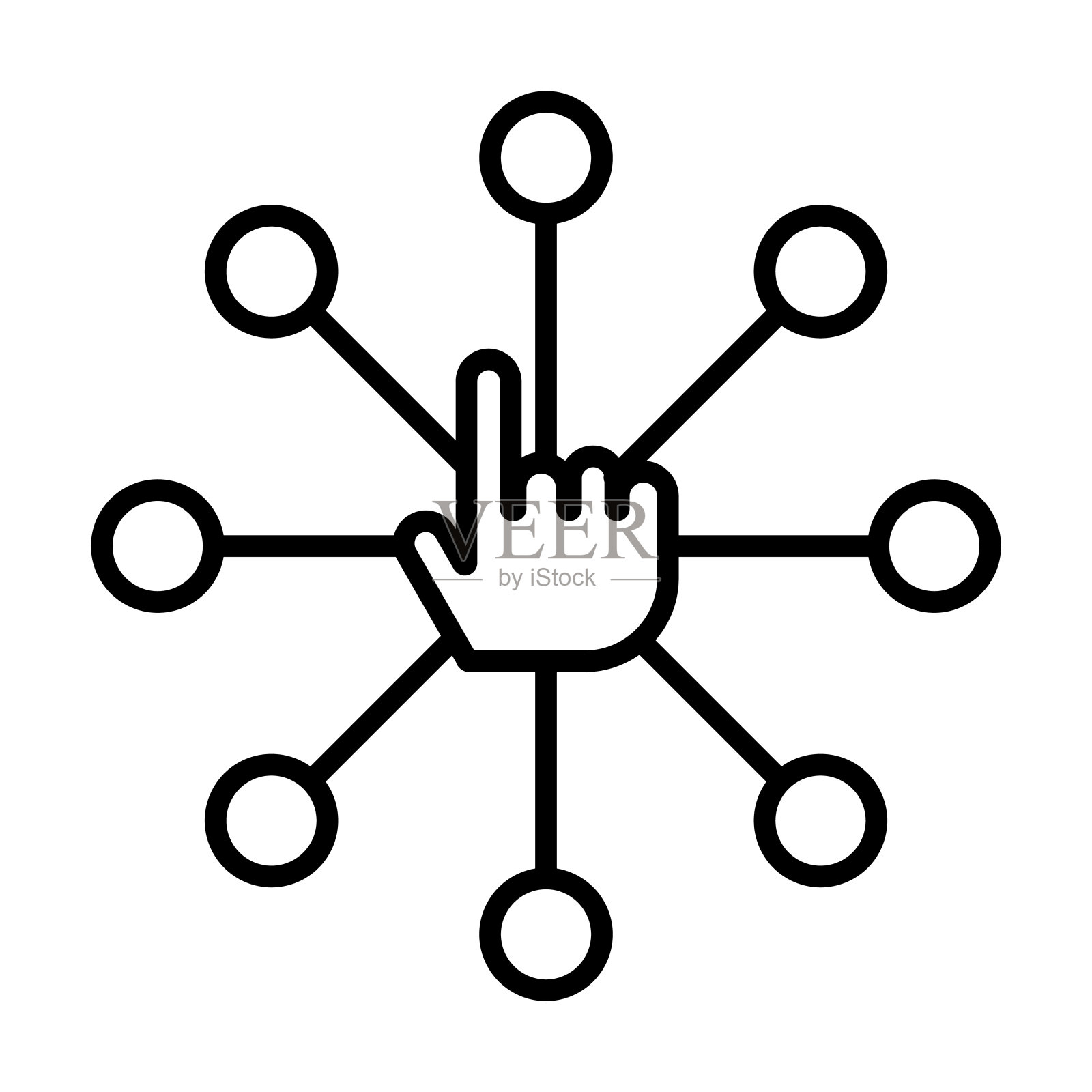 选择图标。细线性选择轮廓图标孤立的白色背景。直线矢量选择符号，网页和移动符号。图标素材