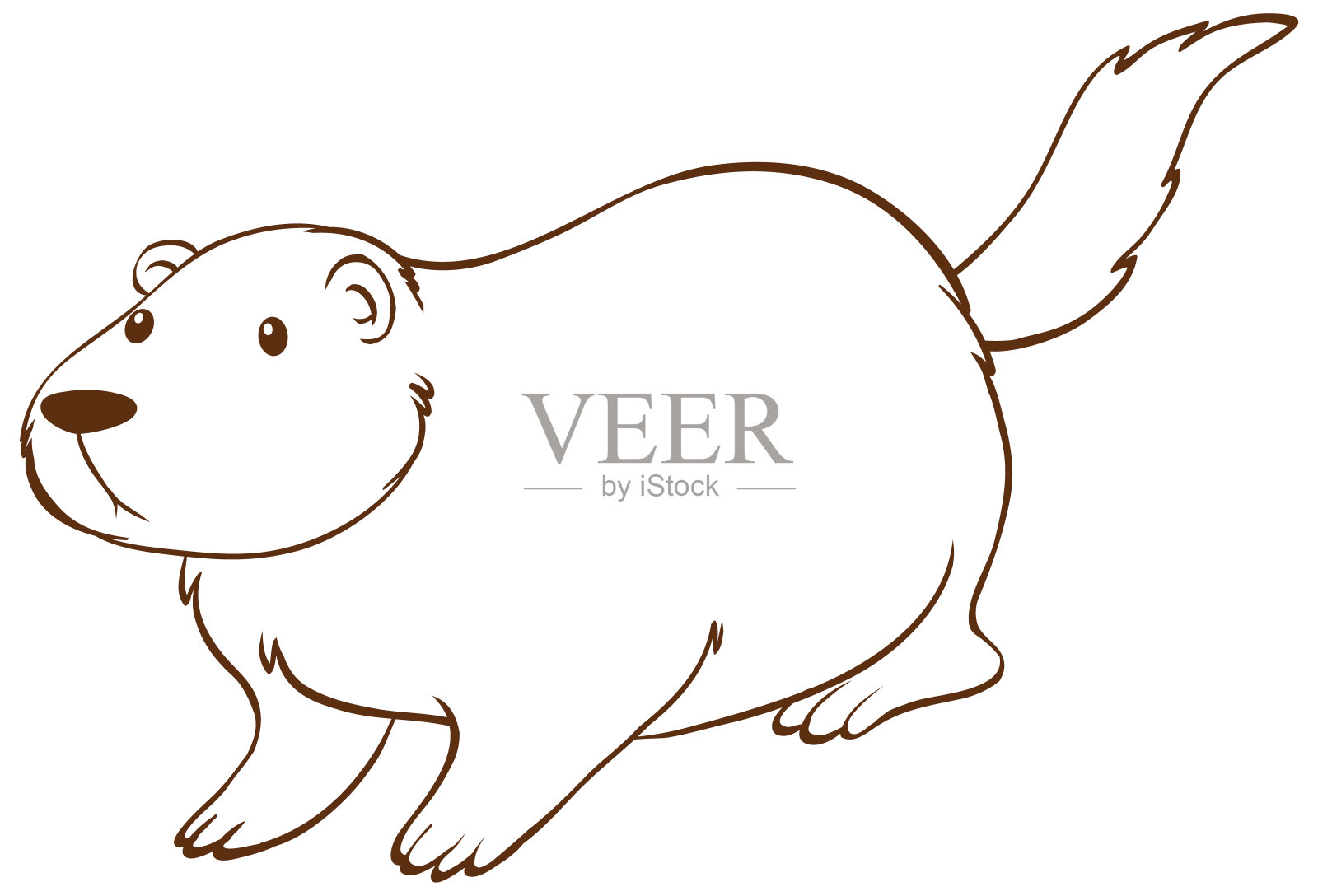 海狸在白色背景涂鸦简单的风格设计元素图片