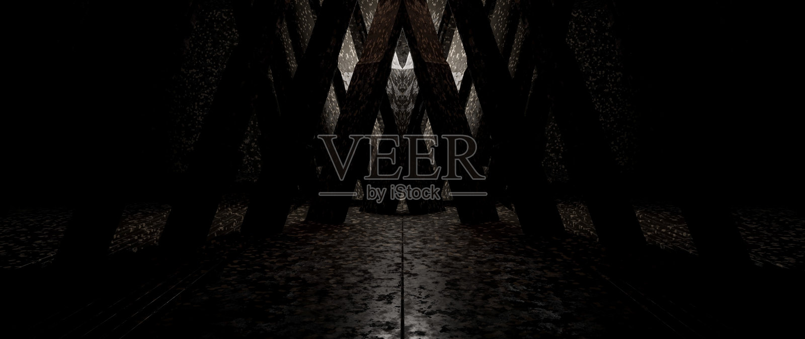 科幻未来展厅内部水磨石花岗岩外星人背景3D渲染照片摄影图片