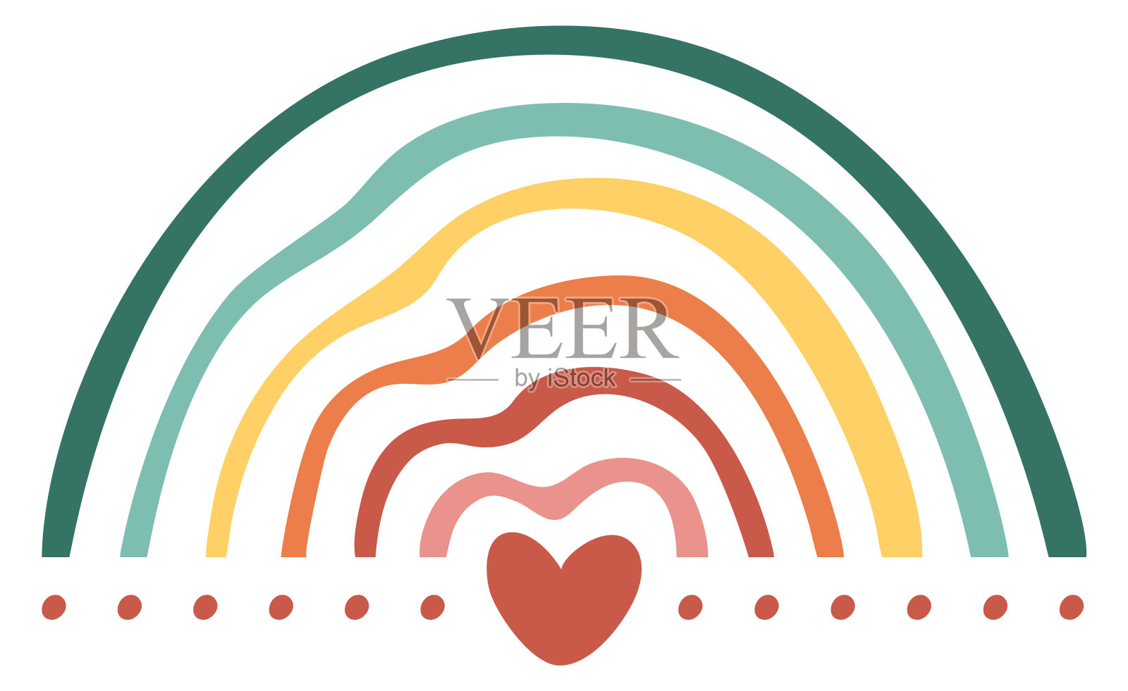 颜色线拱。心形标志装饰彩虹插画图片素材